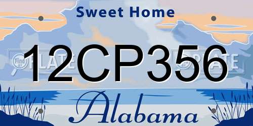 12CP356 Alabama License Plate