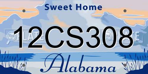 12CS308 Alabama License Plate