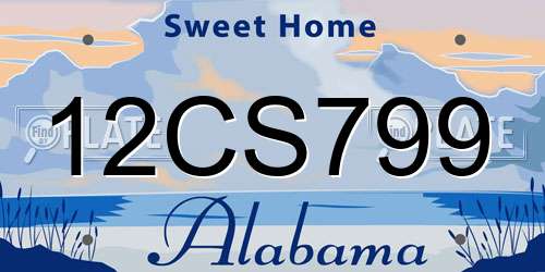 12CS799 Alabama License Plate