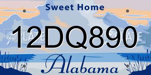 12DQ890 Alabama License Plate
