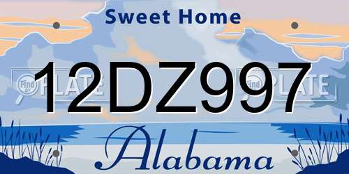 12DZ997 Alabama License Plate
