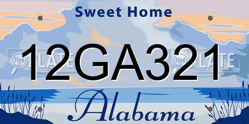 12GA321 Alabama License Plate