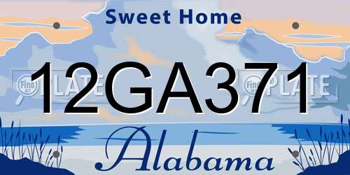 12GA371 Alabama License Plate
