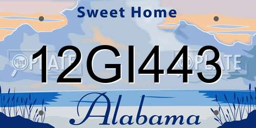 12GI443 Alabama License Plate