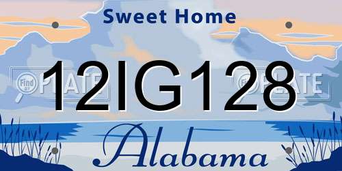 12IG128 Alabama License Plate