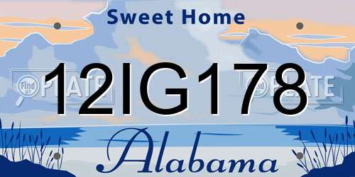 12IG178 Alabama License Plate