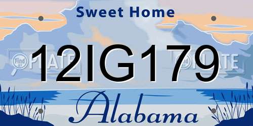 12IG179 Alabama License Plate