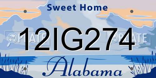 12IG274 Alabama License Plate