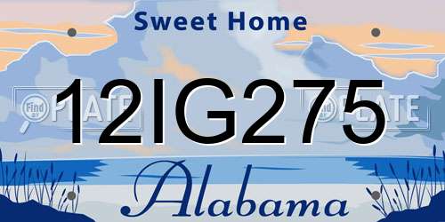 12IG275 Alabama License Plate