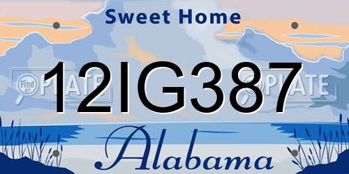 12IG387 Alabama License Plate