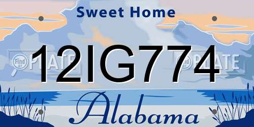 12IG774 Alabama License Plate