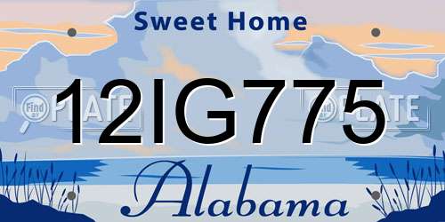 12IG775 Alabama License Plate