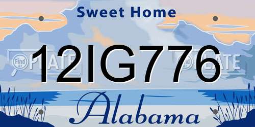 12IG776 Alabama License Plate