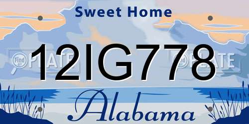 12IG778 Alabama License Plate
