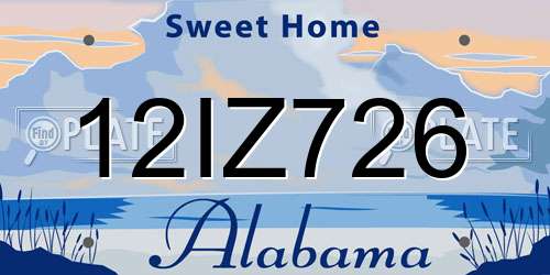12IZ726 Alabama License Plate