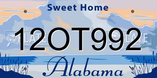 12OT992 Alabama License Plate