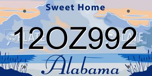 12OZ992 Alabama License Plate
