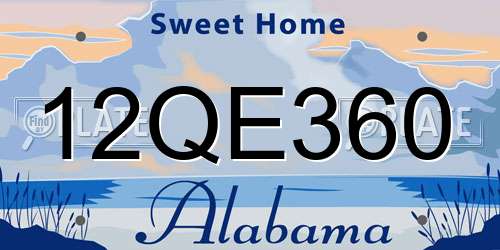 12QE360 Alabama License Plate