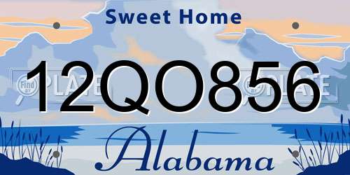 12QO856 Alabama License Plate