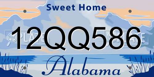 12QQ586 Alabama License Plate
