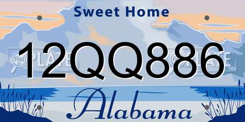 12QQ886 Alabama License Plate