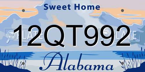 12QT992 Alabama License Plate