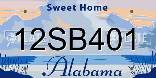 12SB401 Alabama License Plate