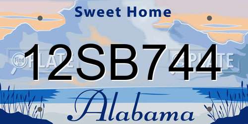 12SB744 Alabama License Plate