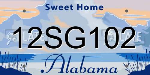12SG102 Alabama License Plate