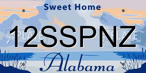 12SSPNZ Alabama License Plate