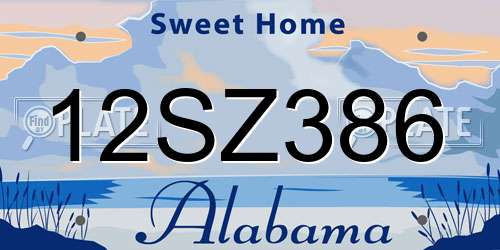 12SZ386 Alabama License Plate