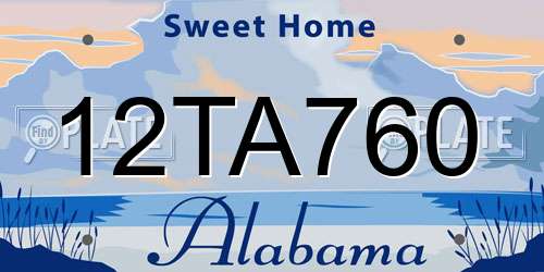 12TA760 Alabama License Plate
