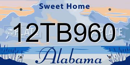 12TB960 Alabama License Plate