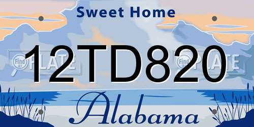 12TD820 Alabama License Plate