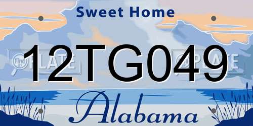 12TG049 Alabama License Plate
