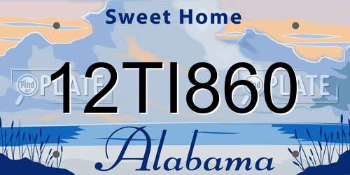 12TI860 Alabama License Plate