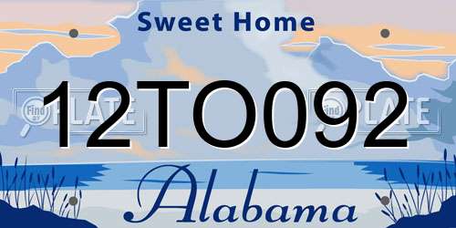 12TO092 Alabama License Plate