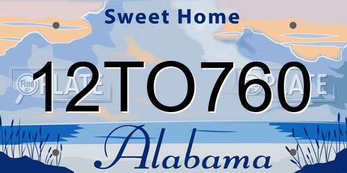 12TO760 Alabama License Plate