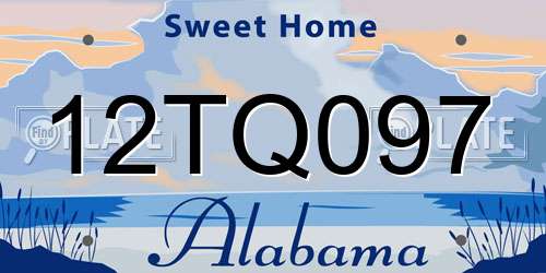 12TQ097 Alabama License Plate