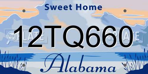 12TQ660 Alabama License Plate