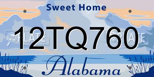 12TQ760 Alabama License Plate