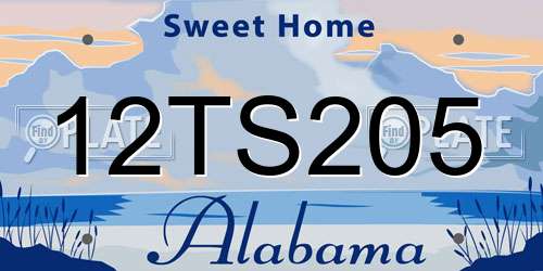 12TS205 Alabama License Plate