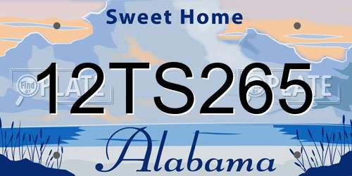 12TS265 Alabama License Plate