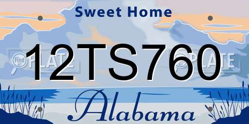 12TS760 Alabama License Plate