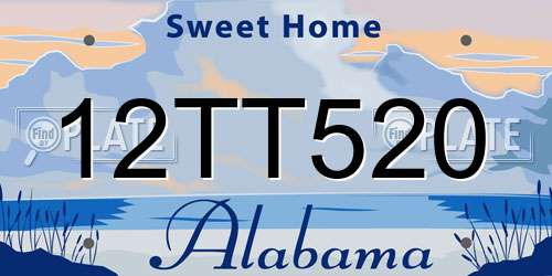 12TT520 Alabama License Plate