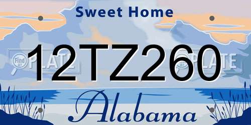 12TZ260 Alabama License Plate