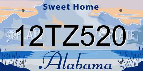 12TZ520 Alabama License Plate