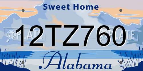 12TZ760 Alabama License Plate