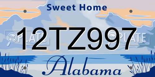 12TZ997 Alabama License Plate