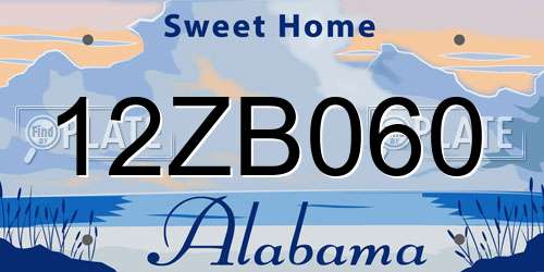 12ZB060 Alabama License Plate